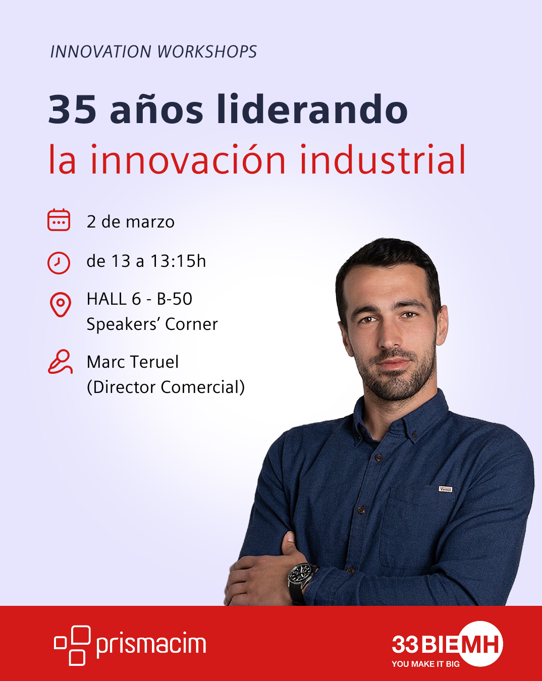 Prismacim participa en los Innovation Workshops de BIEMH 2026: 35 años liderando la innovación industrial