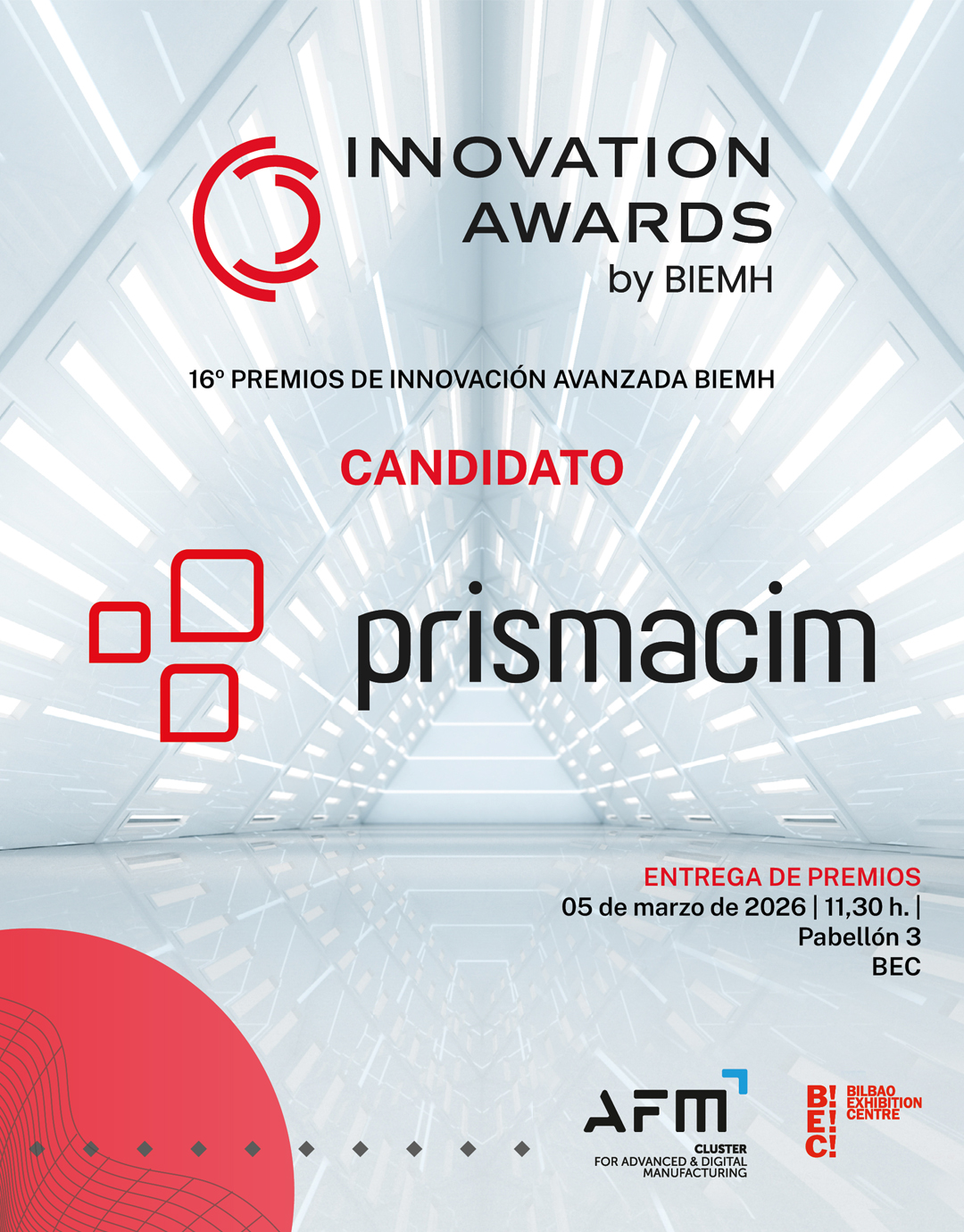 Prismacim, finalista en los Innovation Awards BIEMH 2026 Prismacim, finalista en los Innovation Awards BIEMH 2026