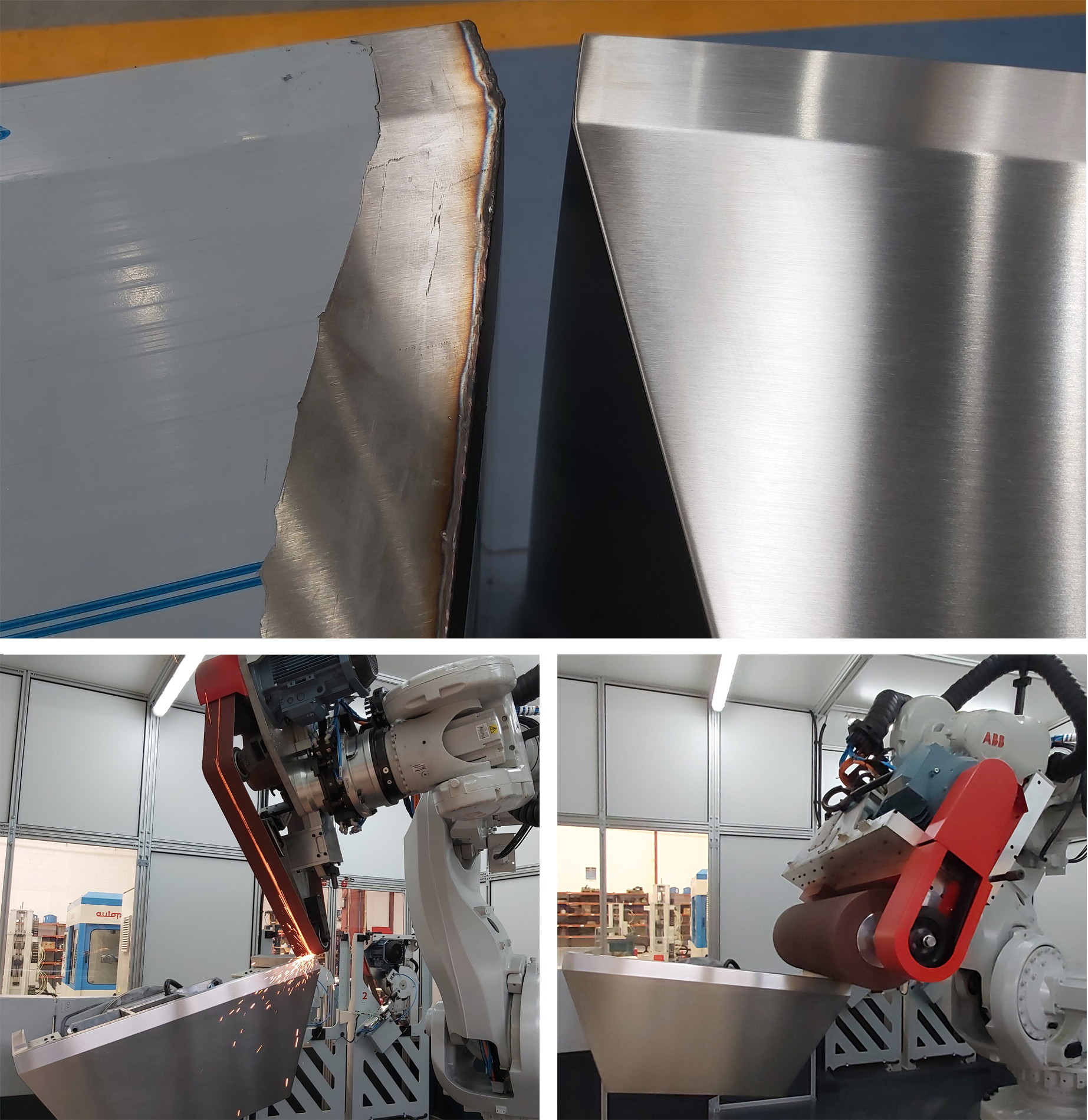 ROBOT CELL FOR WELD DRESSING AND SATIN FINISH OF STAINLESS STEEL KITCHEN HOODS (HORECA) ROBOT CELL FOR WELD DRESSING AND SATIN FINISH OF STAINLESS STEEL KITCHEN HOODS (HORECA)